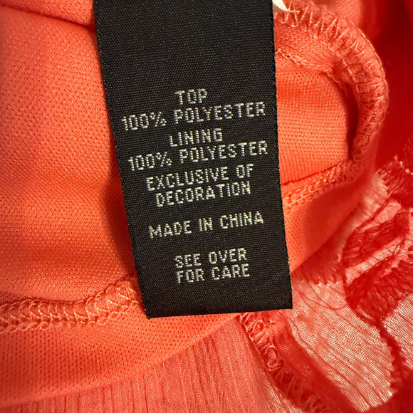 AB Studio Women Size XL Coral Blouse Top Embroidery Floral Fairy Sheer Lined - Picture 5 of 12